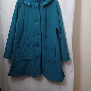 WOMAN WITHIN HOODED A-LINE FLEECE COAT